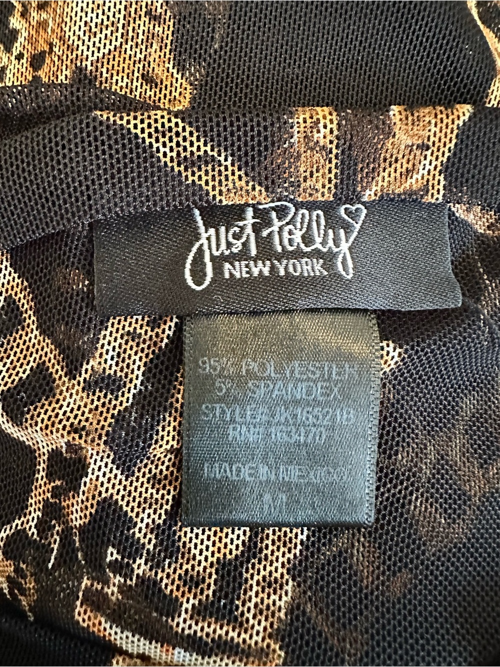 Just Polly Black Chain Print Sheer Mesh Cropped Baby Tee Y2K It Girl Small - Picture 3 of 5